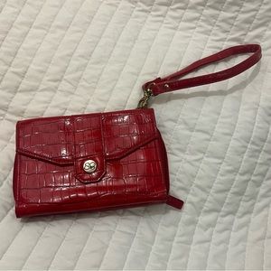 Red crocodile texture wallet. Slightly use.